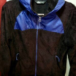 The North Face Women's Black Purple Hooded Fleece Jacket Sz Medium